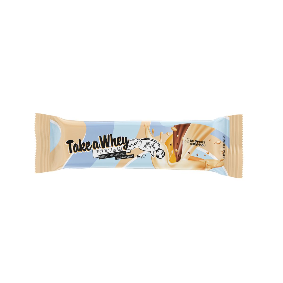 Visokoproteinska ploščica Take-a-Whey, nugat in karamela