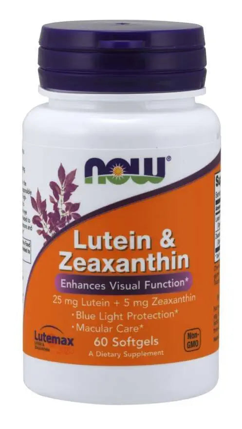 NOW Lutein &amp; Zeaxanthin mehke kapsule, 60 kaps