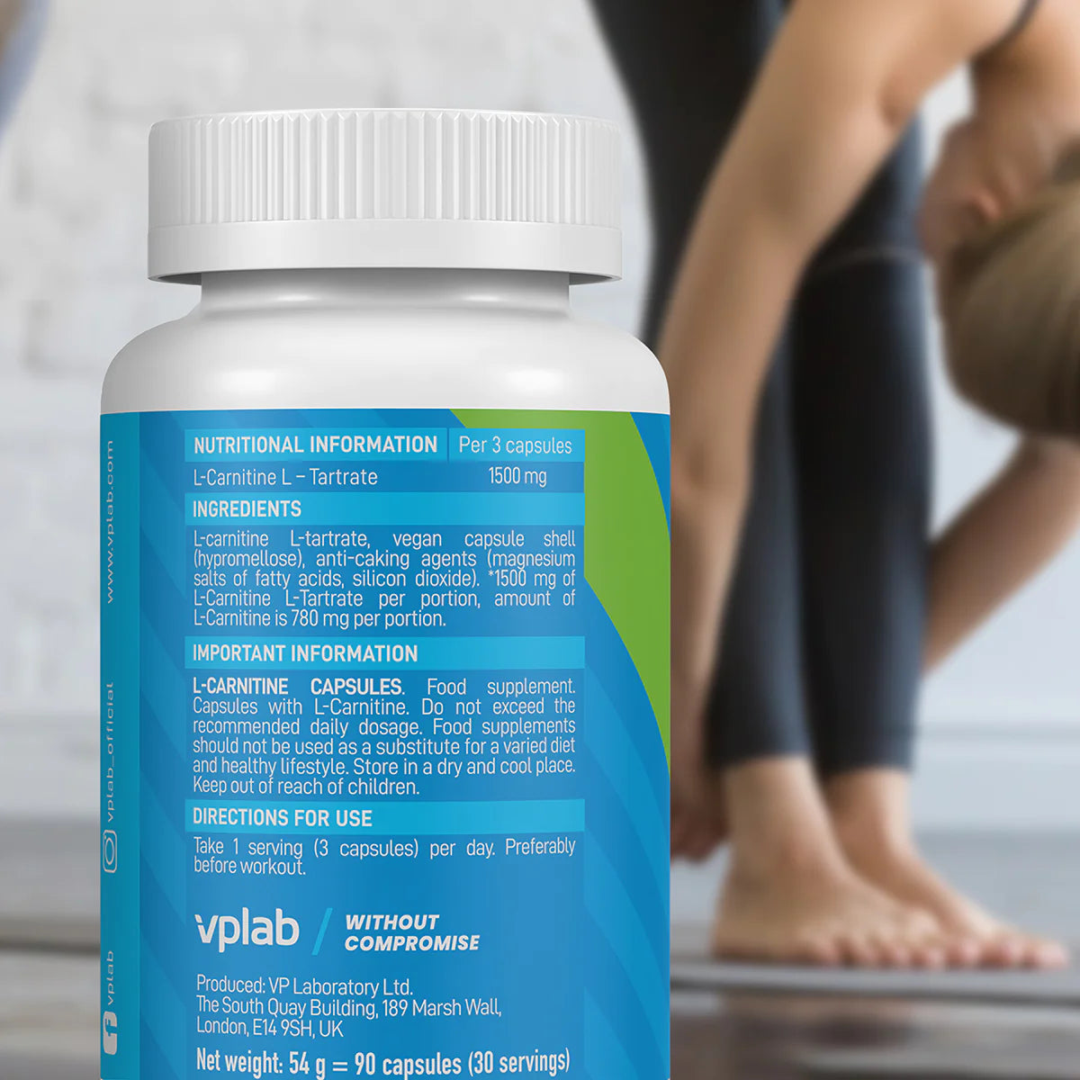 Vplab, L-Karnitin, 1500 mg, 90 kapsul