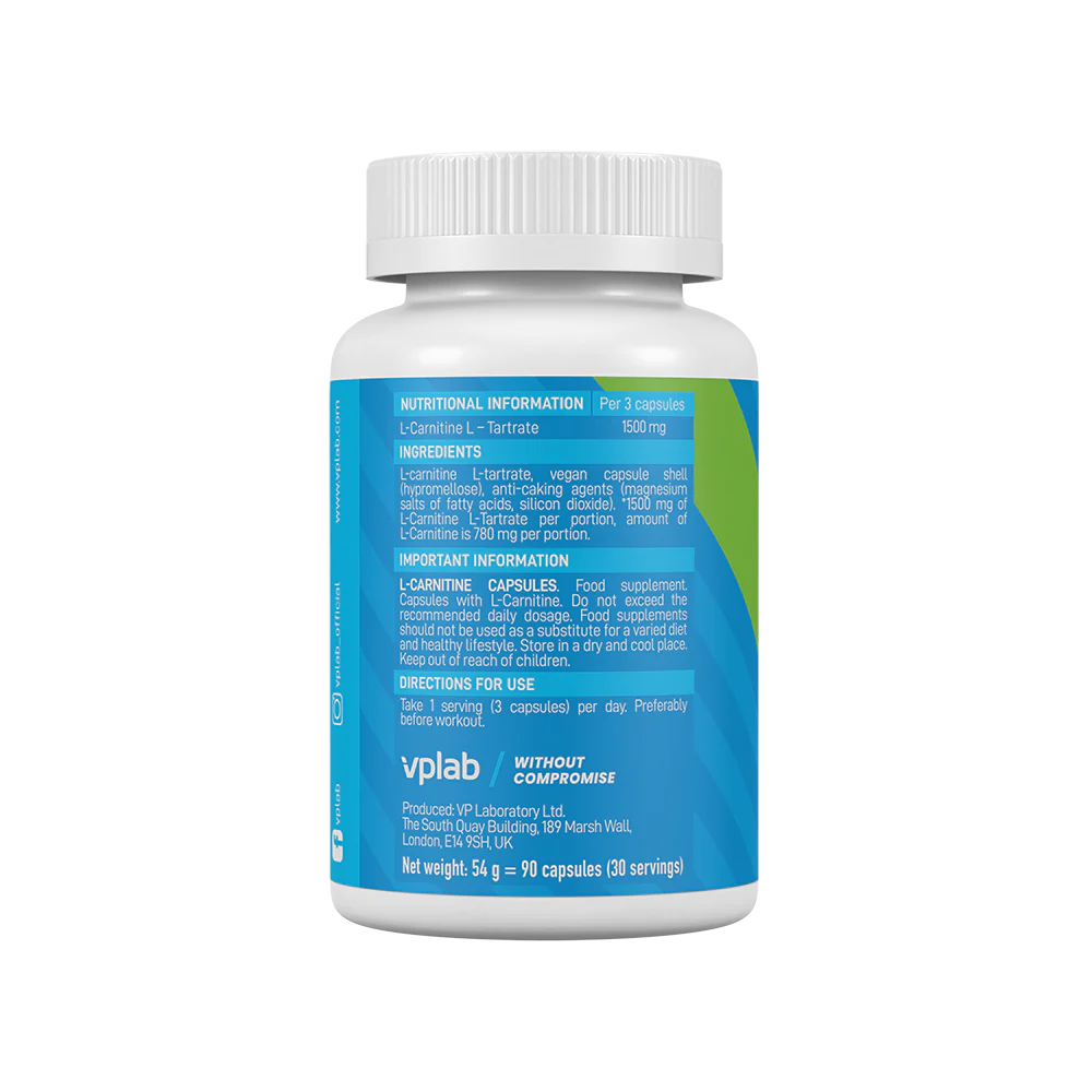 Vplab, L-Karnitin, 1500 mg, 90 kapsul