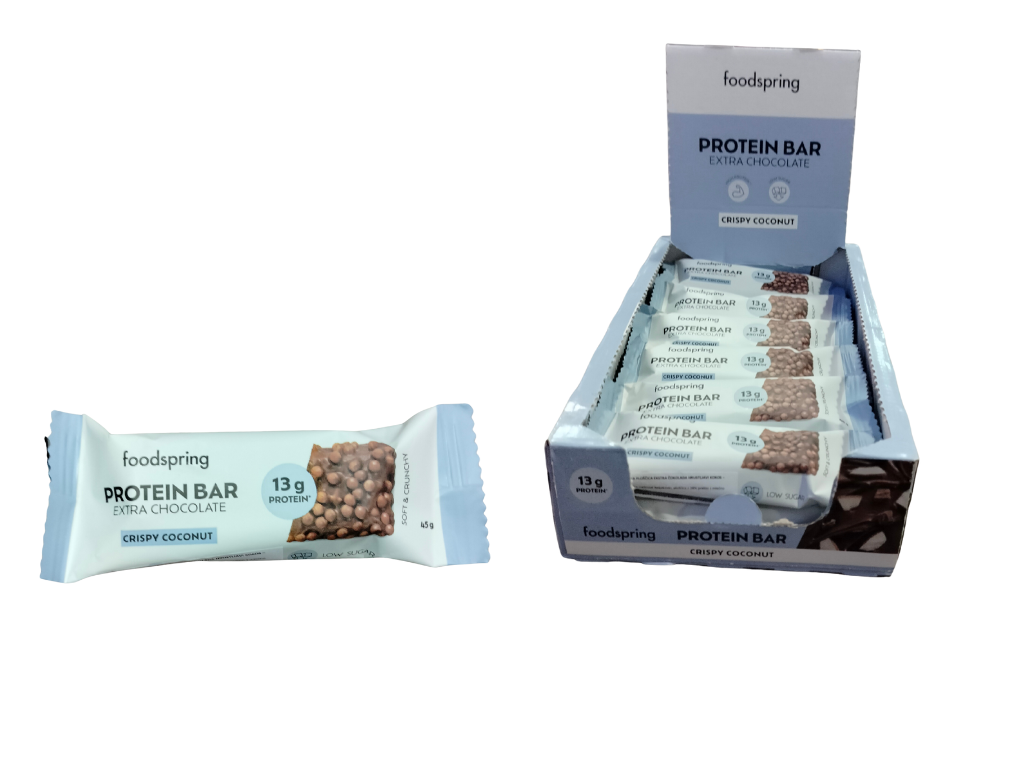 FOODSPRING BELJAKOVINSKA PLOŠČICA EKSTRA ČOKOLADA HRUSTLJAVI KOKOS –