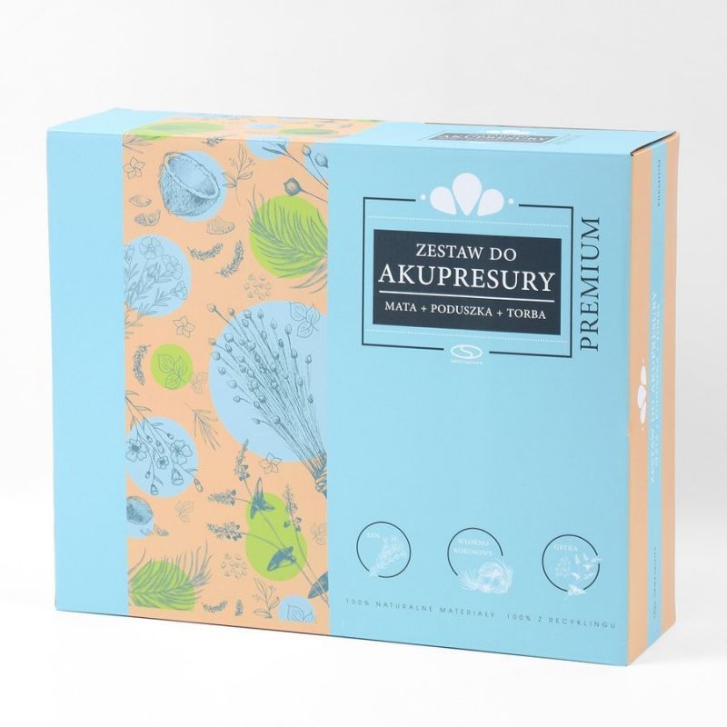 Akupresurna podloga + SMJ športni vzglavnik YG009 Premium Eco (lan, kokos, ajda)