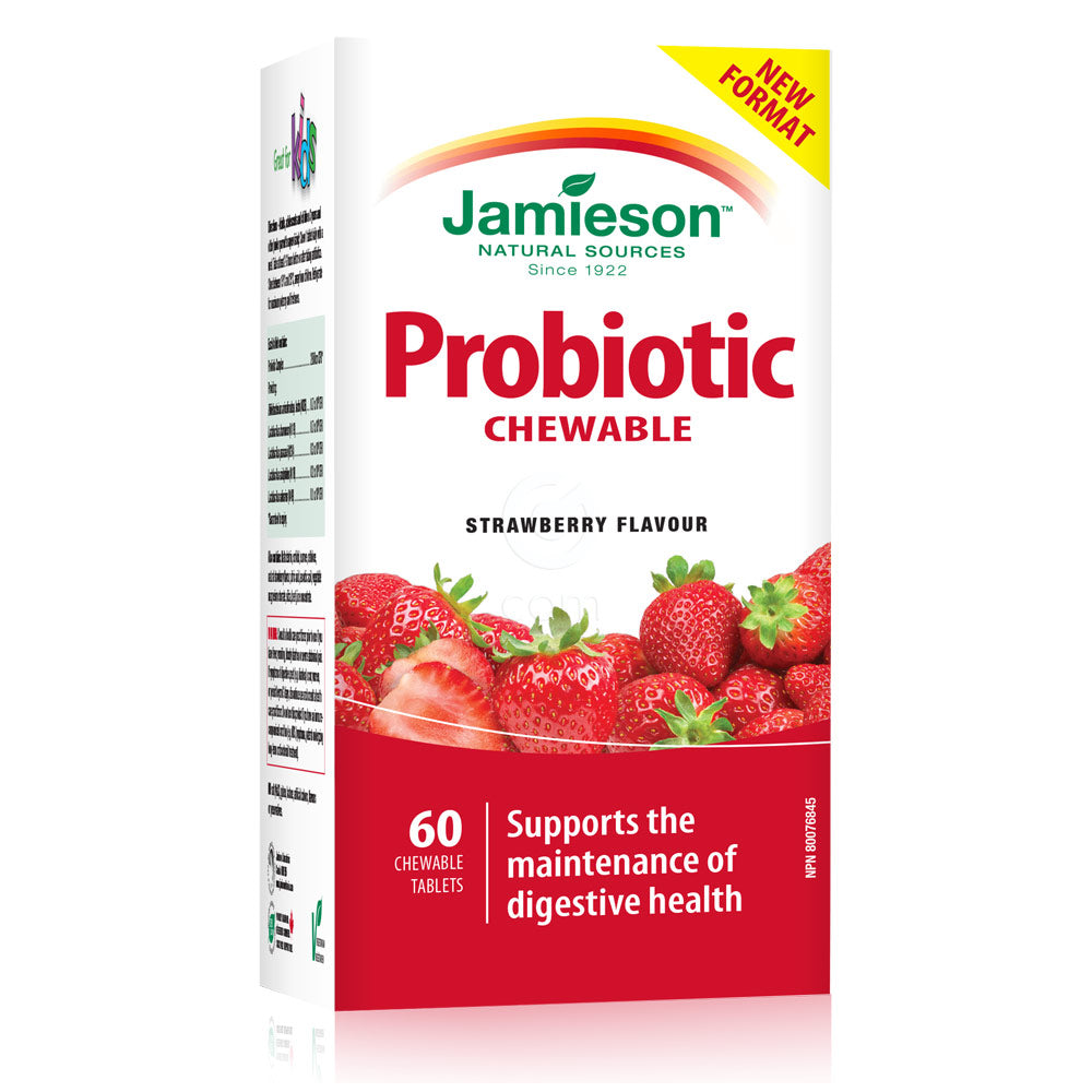 Jamieson Probiotic, žvečljive tablete z okusom jagod