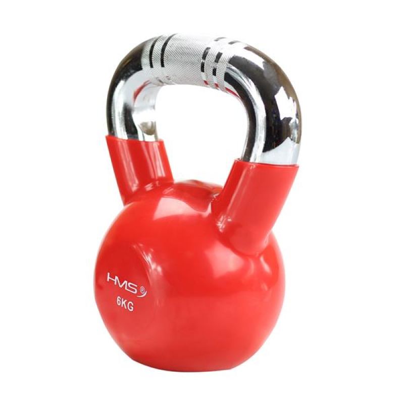 Kettlebell nazubljena kromirana ručka od lijevanog željeza HMS KTC08 RED