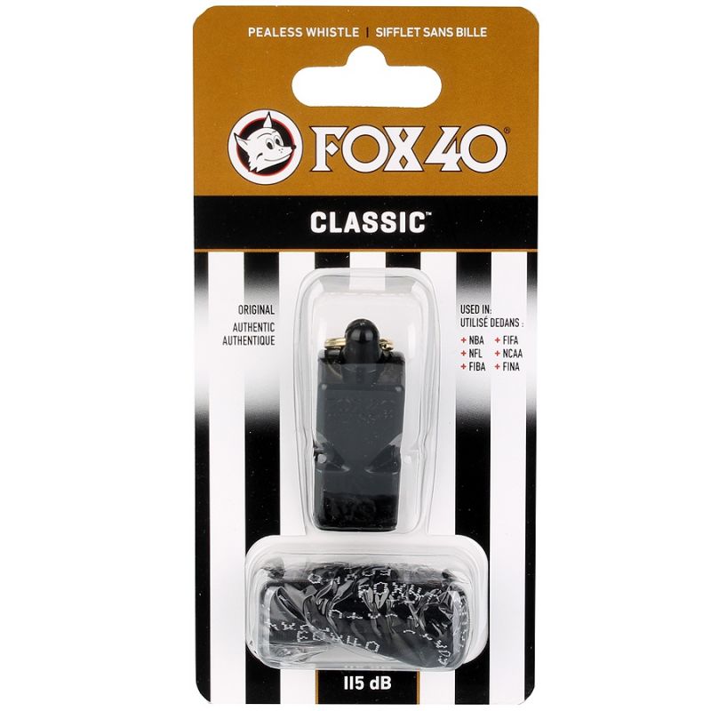 FOX Classic zviždaljka + žica 9901-0008 crna